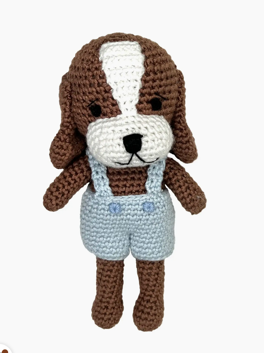 Crochet Dog Rattle - Blue
