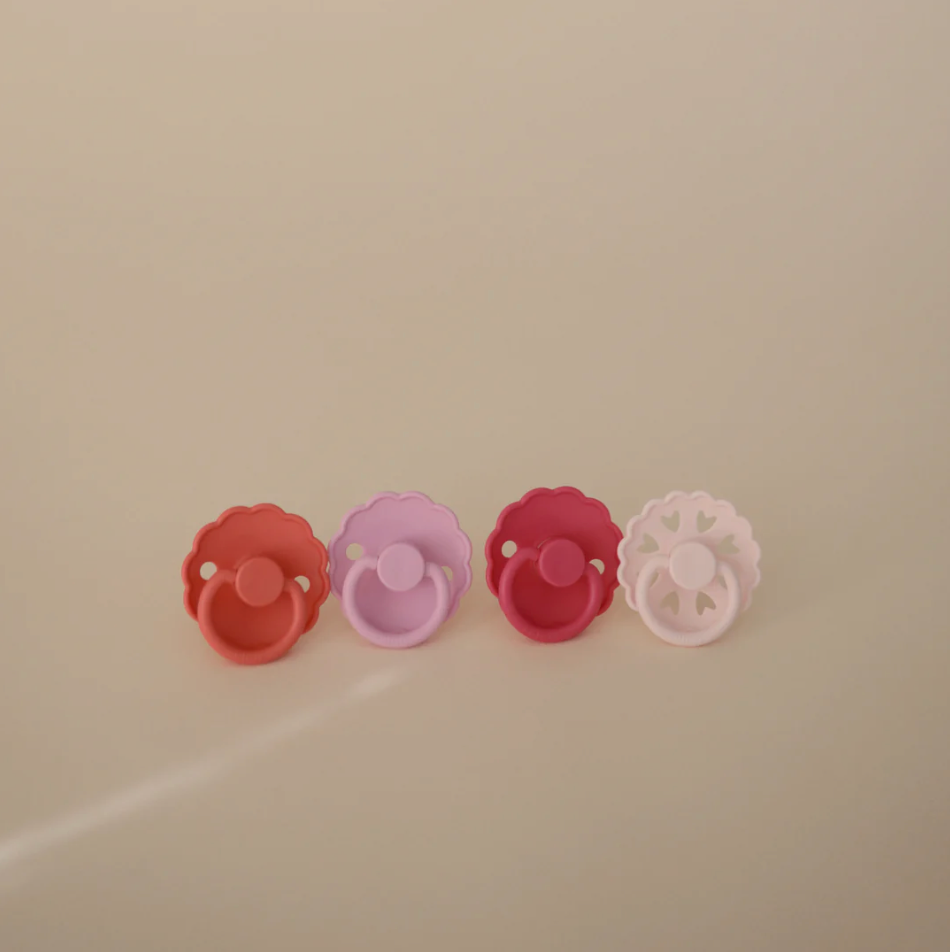 FRIGG Natural Rubber Pacifier 4 Pack - Rosy Romance