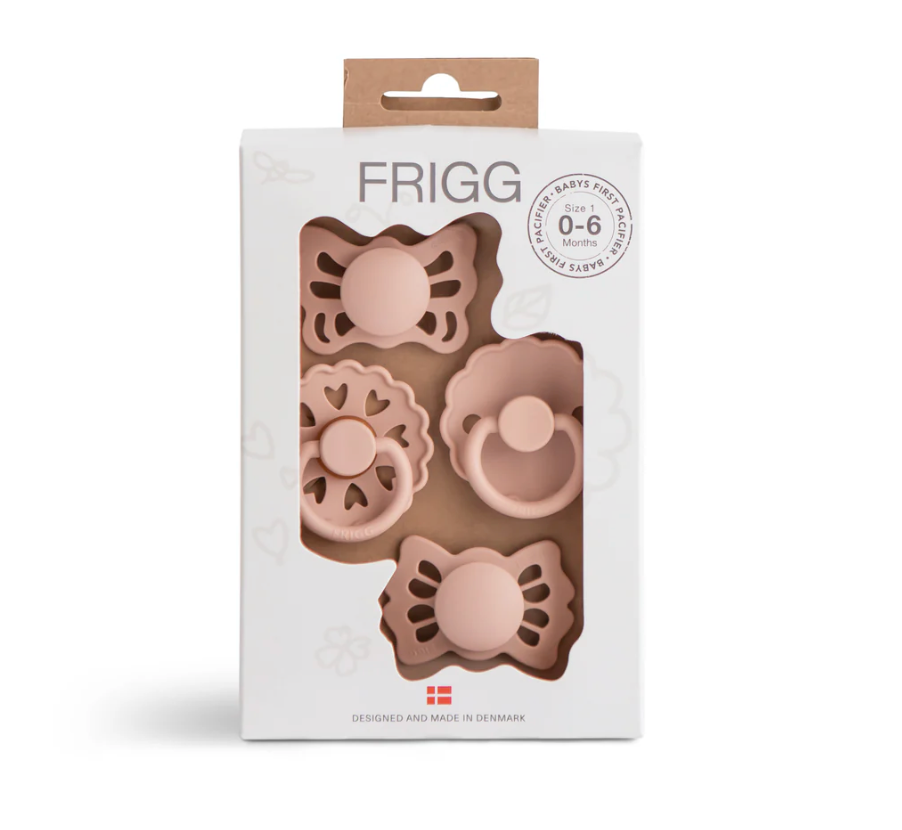 FRIGG Baby's First Pacifier 4 Pack - Floral Heart (Blush)