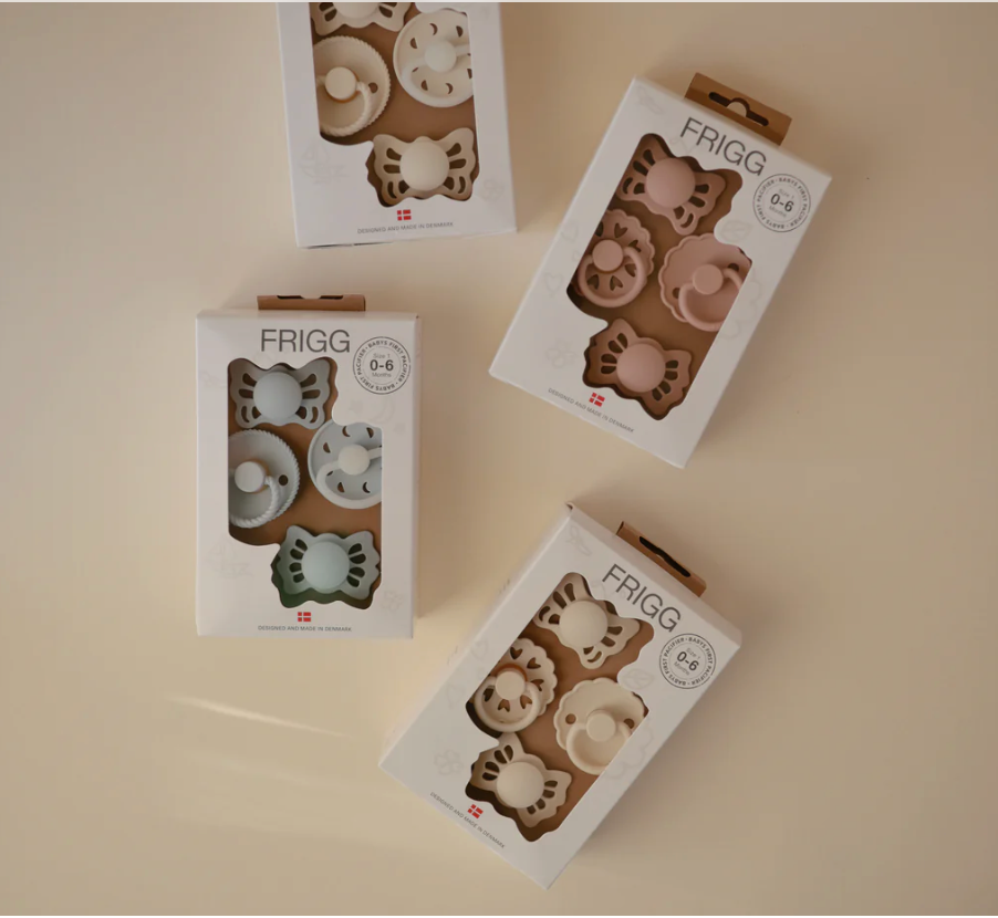 FRIGG Baby's First Pacifier 4 Pack - Moonlight Sailing (Cream)