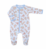 Golden Pup Zipper Footie - blue