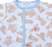 Golden Pup Zipper Footie - blue