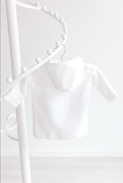 Baby Bathrobe - White With Ecru Dots