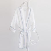 Bathrobe - White Terry/Blue Stripe Trim