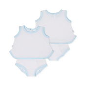 Diaper Set With Matching Paci Clip - Pink/Blue Trim