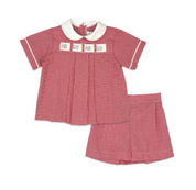 Noah Ribbon Short Set - Ridgeland Red Minigingham