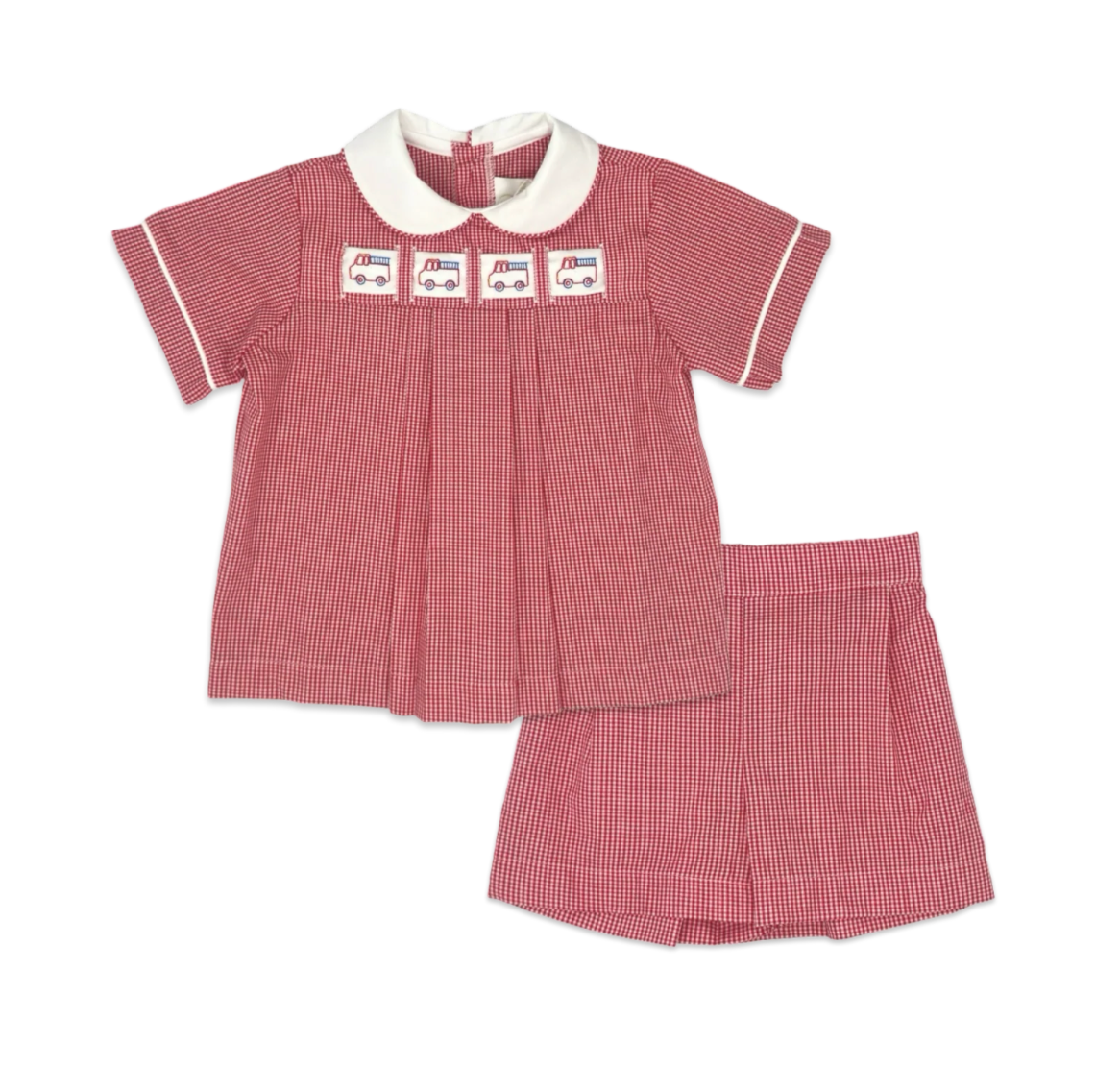 Noah Ribbon Short Set - Ridgeland Red Minigingham