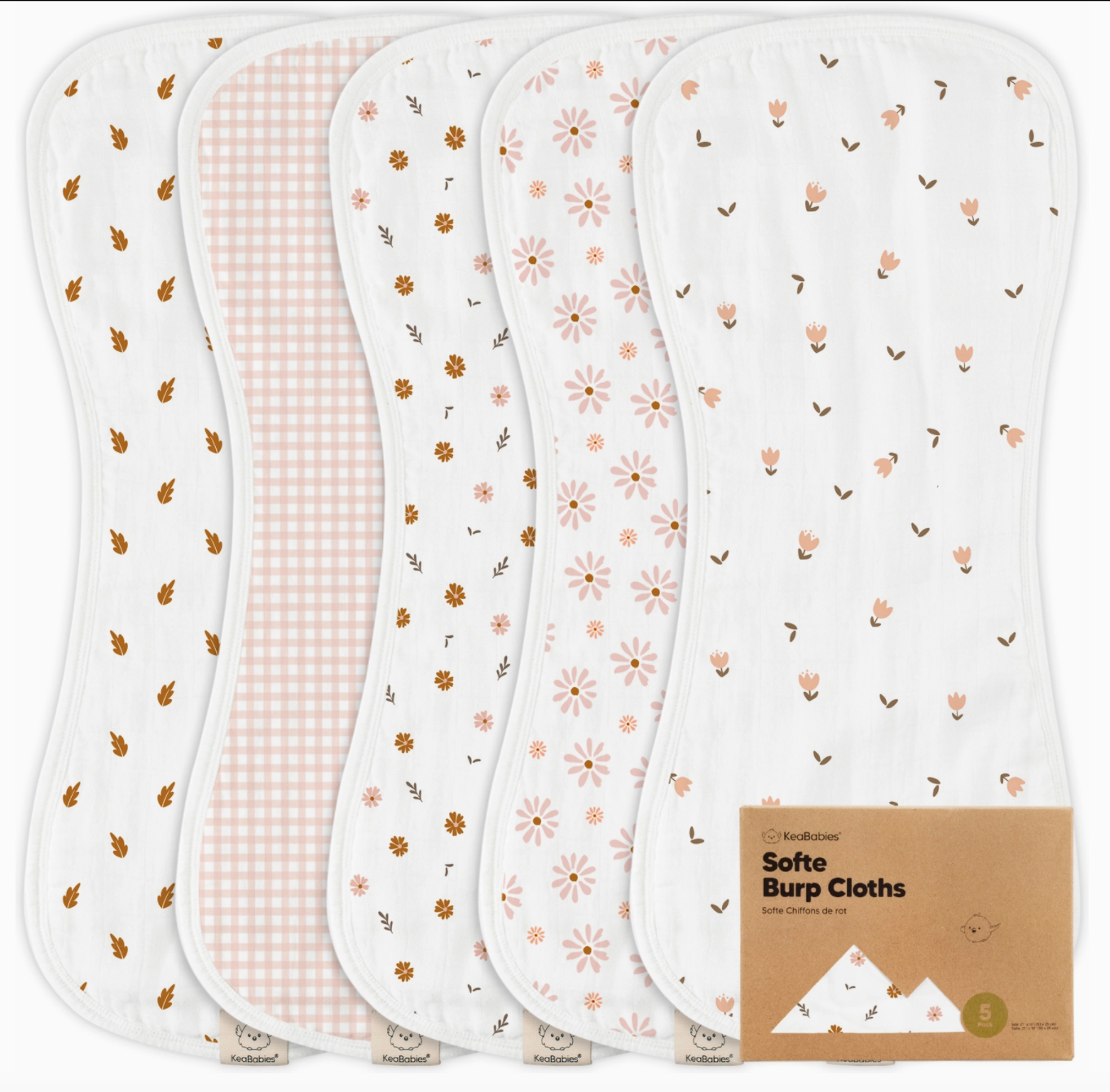 Softe Burp Cloths (5 pk) - Petals