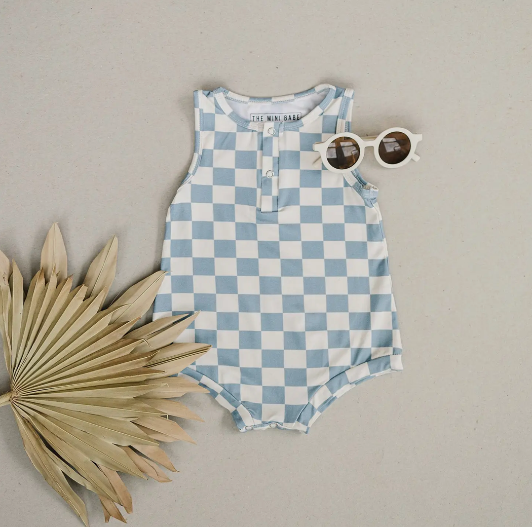 Carson Romper - Blue Check