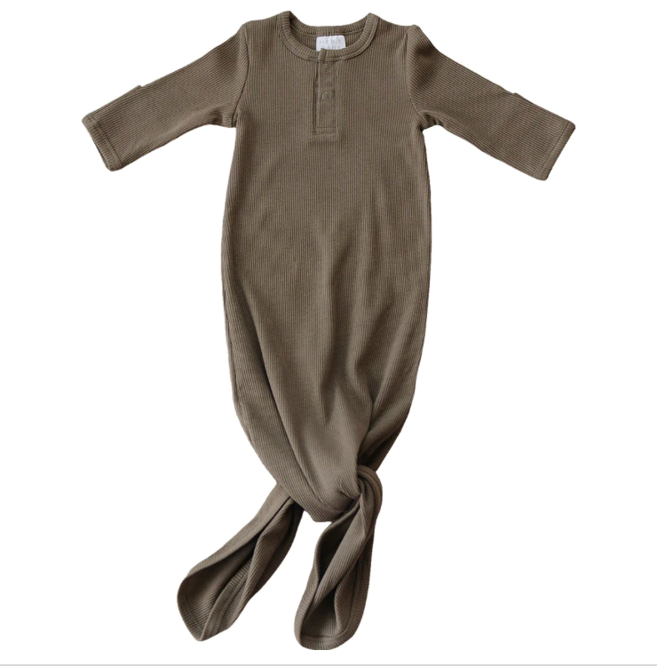 Ribbed Knotted Gown - Cocoa