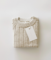 Wide Ribbed Knit Onesie - Oatmeal