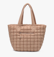 Puffer Nylon Tote - Nude