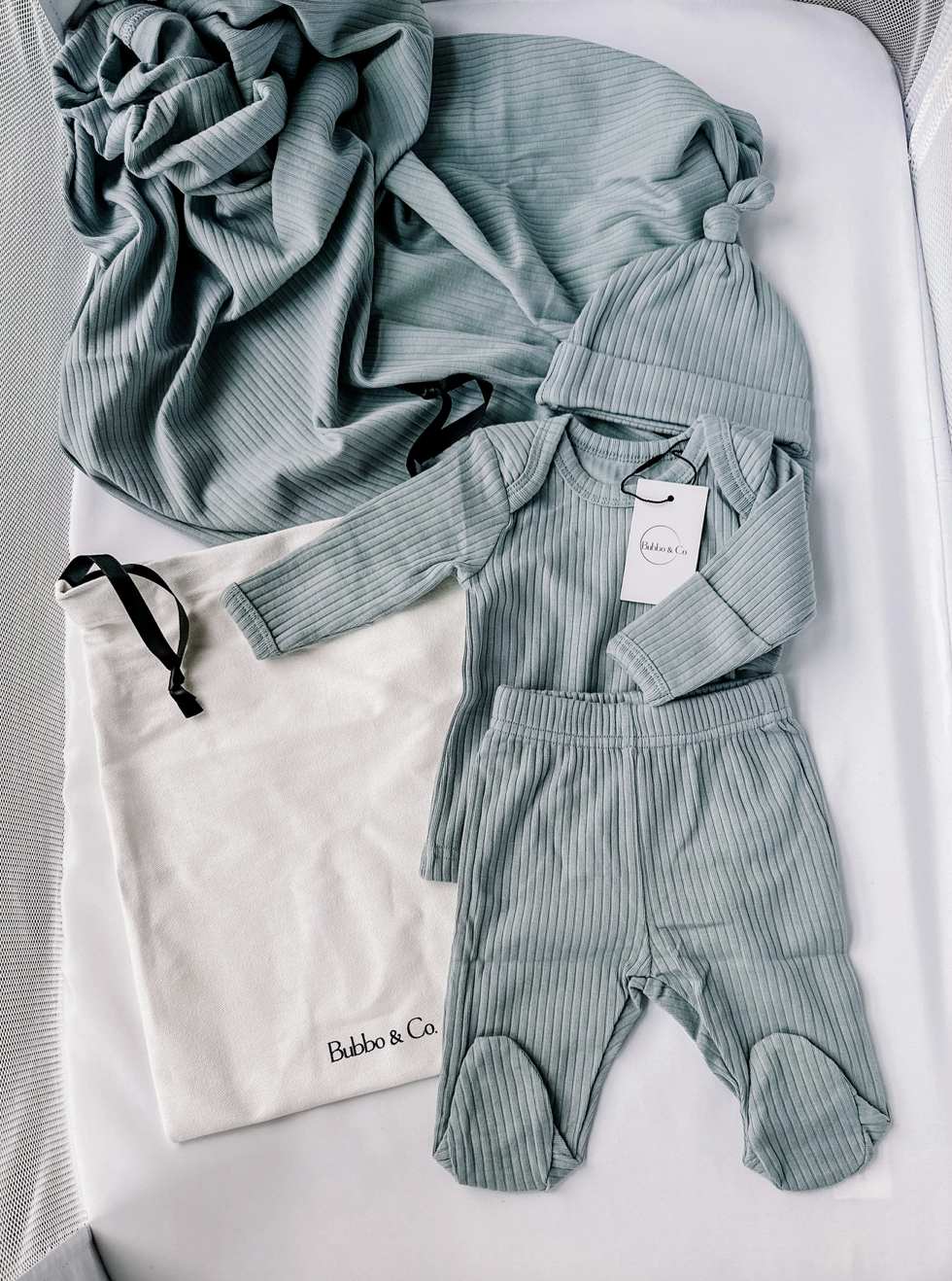 Newborn Ribbed Set - Blue