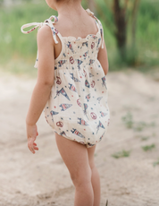 Tie Smocked Bodysuit - USA Flag