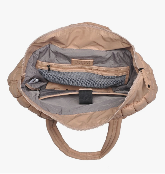Puffer Nylon Tote - Nude