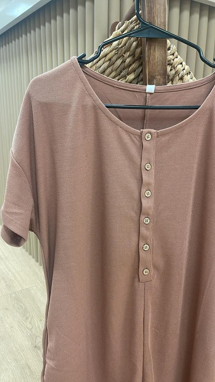 Button Front Romper - Mocha