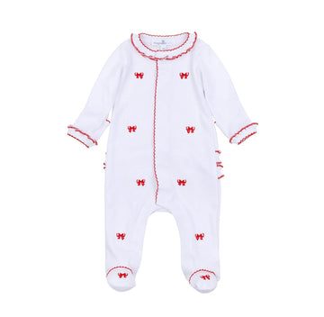 Scarlet Bows Ruffle Footie