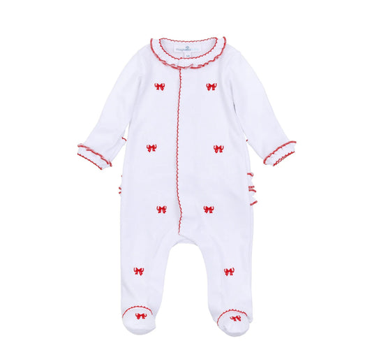 Scarlet Bows Ruffle Footie