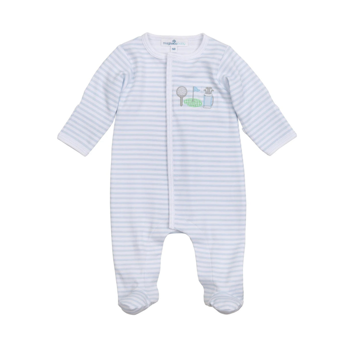 Putting Green Appliqué Footie - Light Blue
