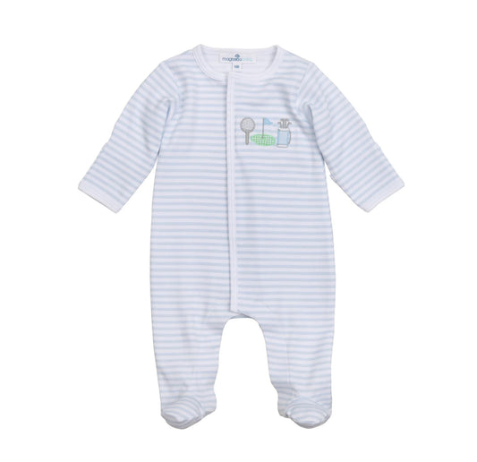 Putting Green Appliqué Footie - Light Blue
