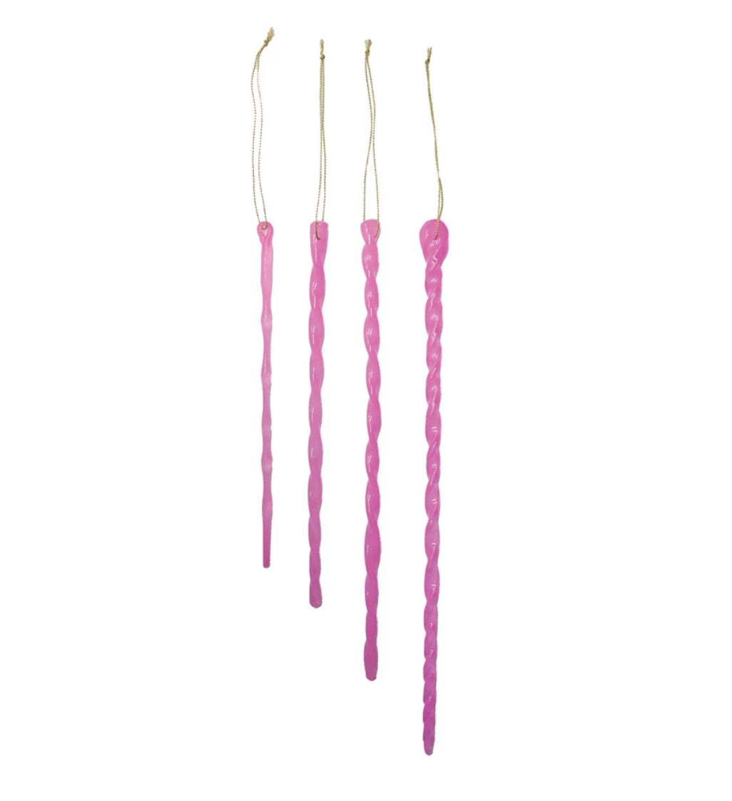 Handmade Glass Icicle Ornament (set of 4)