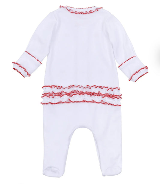 Scarlet Bows Ruffle Footie