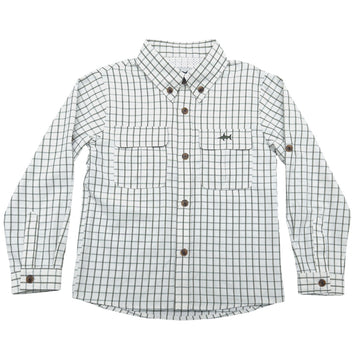 Flagler Fishing Shirt - White/Olive Plaid