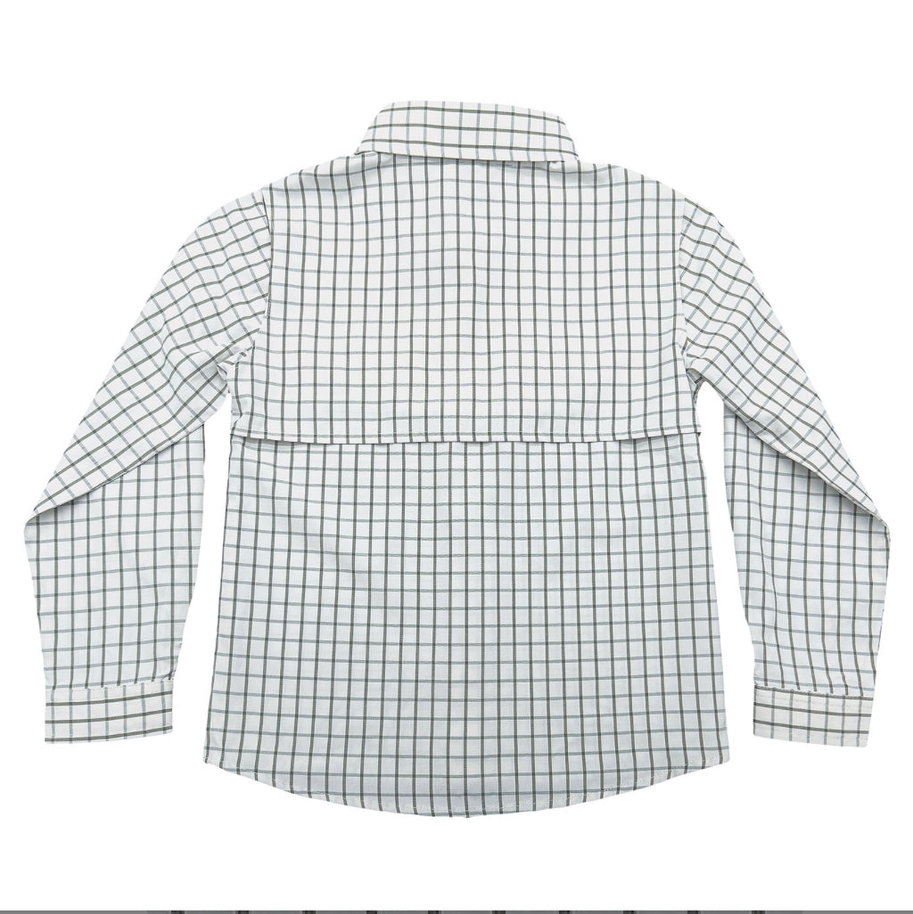 Flagler Fishing Shirt - White/Olive Plaid