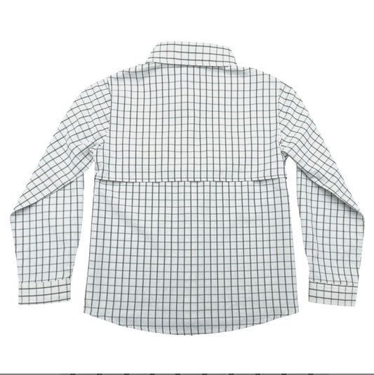 Flagler Fishing Shirt - White/Olive Plaid