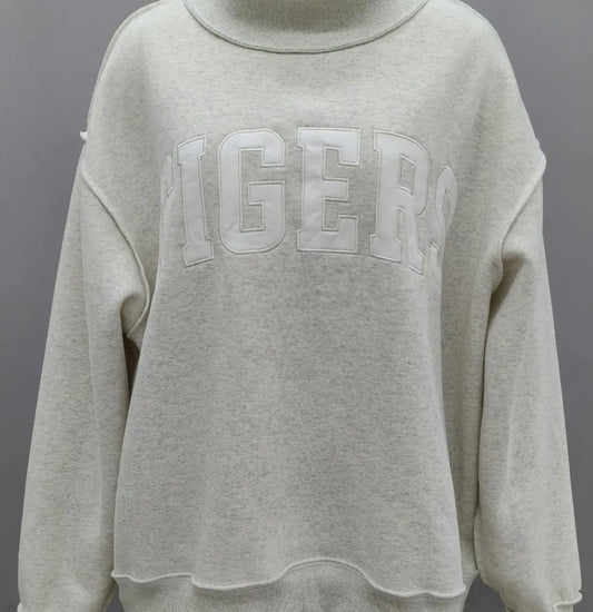 Tigers Mock Neck Embroidered Sweatshirt