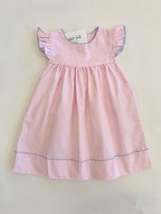 Pink Dress/Blue Picot Trim