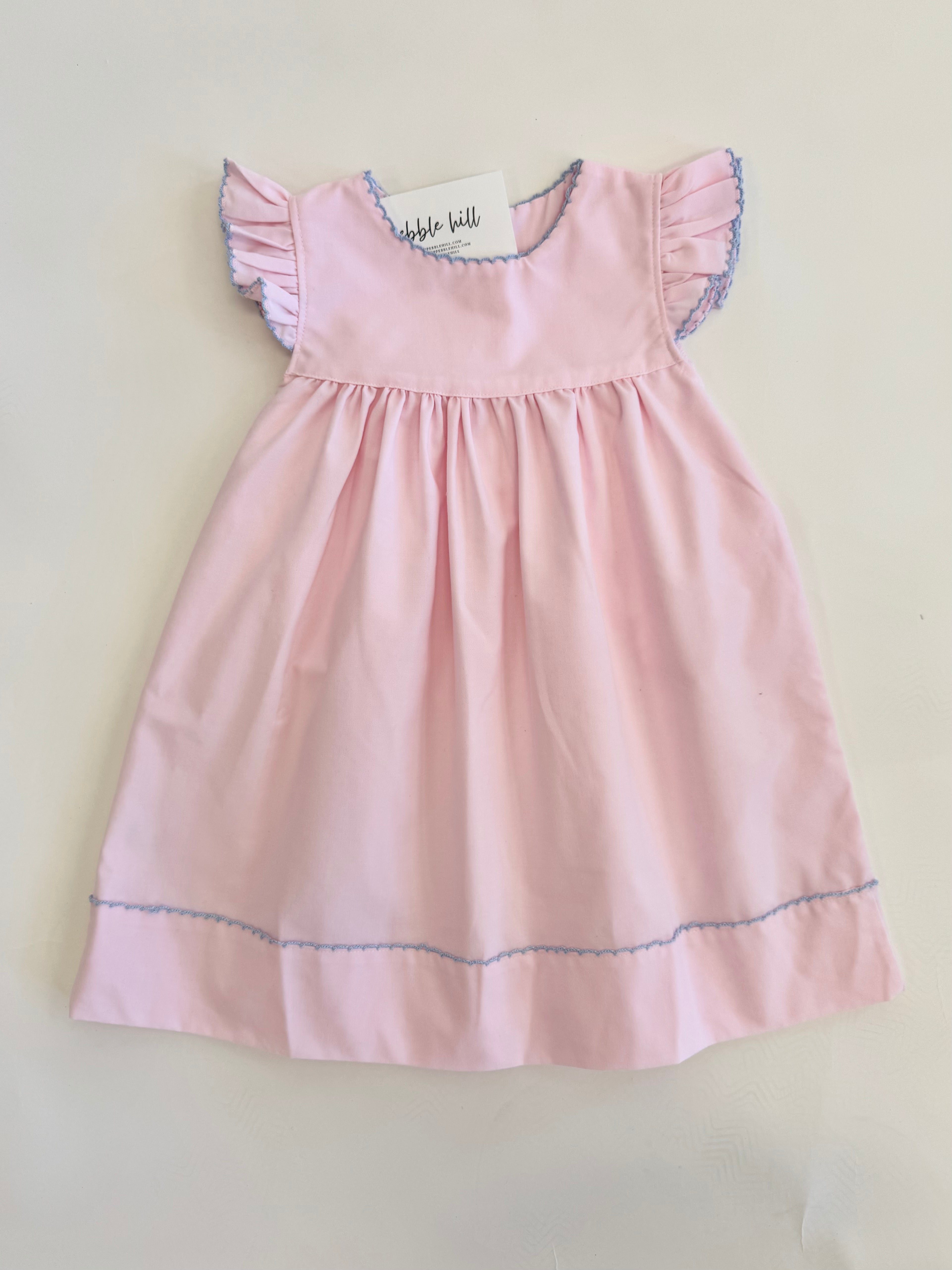 Pink Dress/Blue Picot Trim