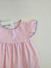 Pink Dress/Blue Picot Trim