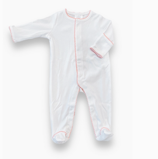 Picot Trimmed Footies - Pink