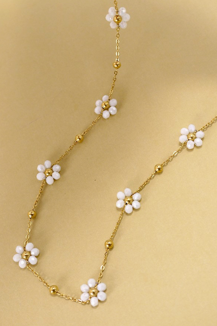 Summer Flower Necklace - White