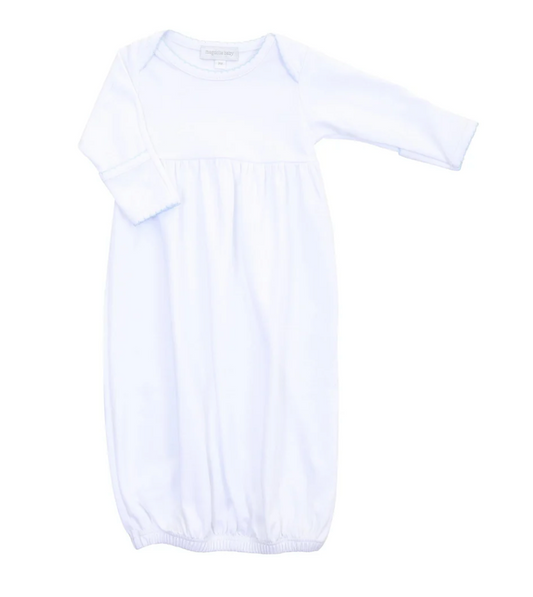Magnolia Baby Essential Gown - White with Blue Trim