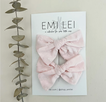 Pigtail Bow Set - Blush