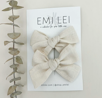Pigtail Bow Set - Ivory
