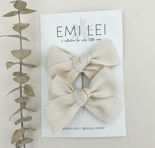 Pigtail Bow Set - Ivory