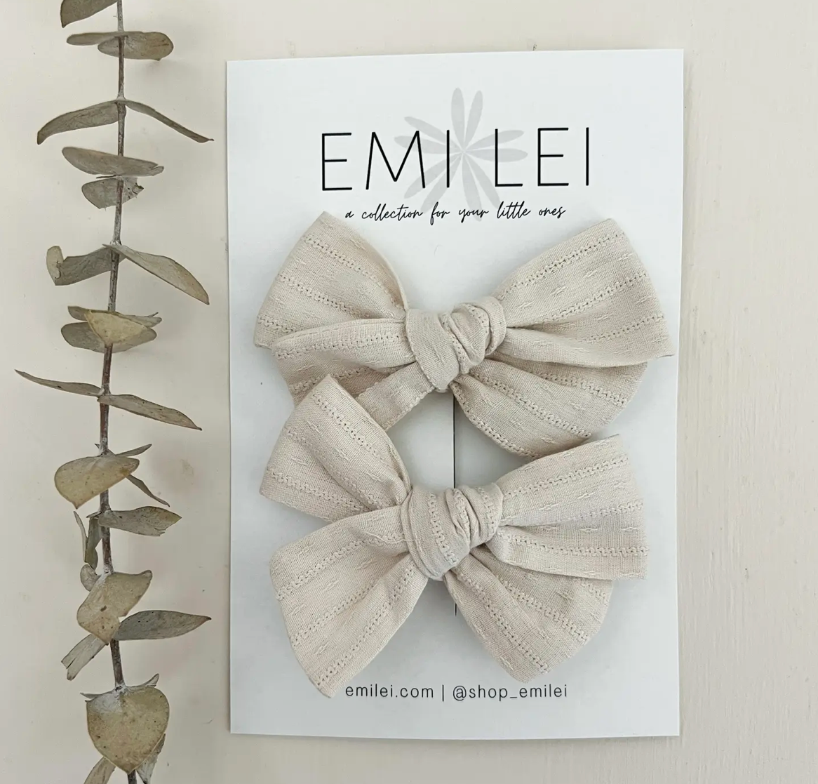 Pigtail Bow Set - Smokey White