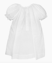 Day Gown with Embroidered Hem - White