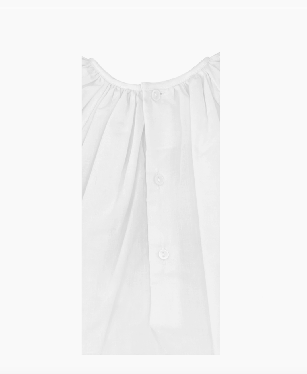 Day Gown with Embroidered Hem - White