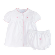 Pinpoint Layette Knit Set - Bow