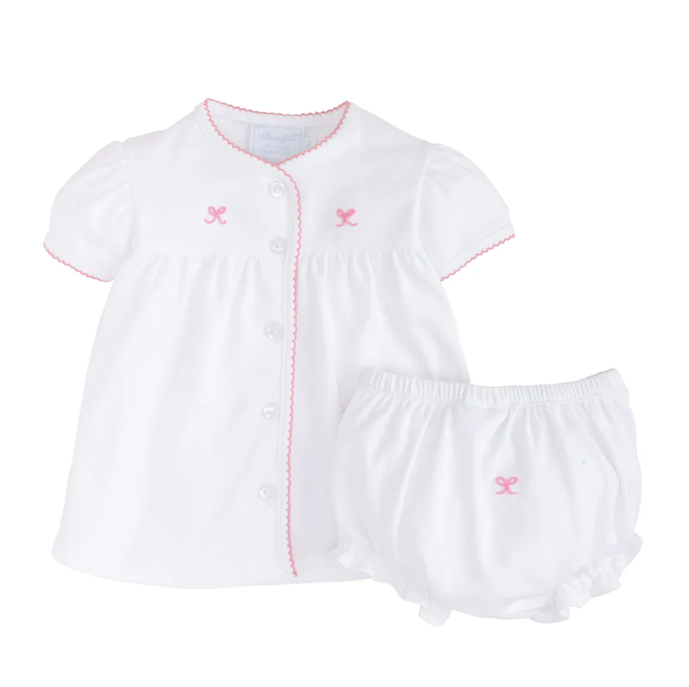 Pinpoint Layette Knit Set - Bow