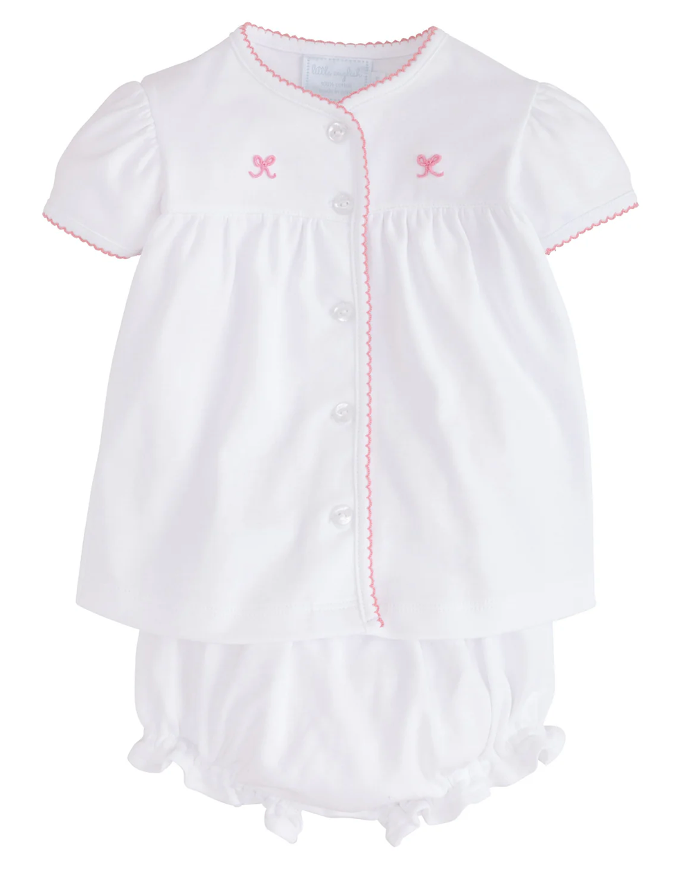 Pinpoint Layette Knit Set - Bow