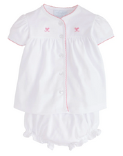 Pinpoint Layette Knit Set - Bow