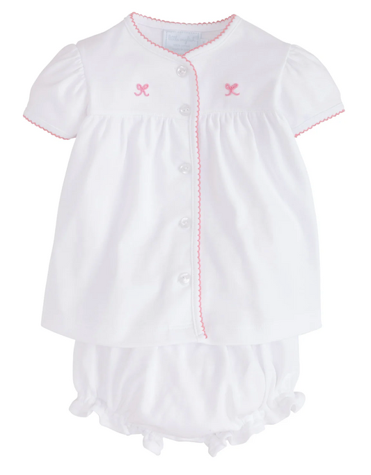 Pinpoint Layette Knit Set - Bow