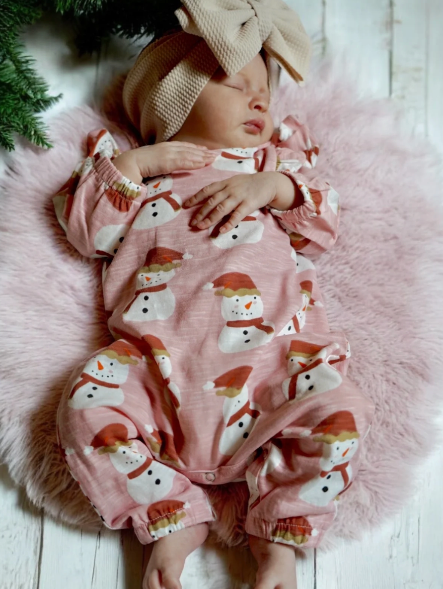 Pink Snowman Jumpsuit