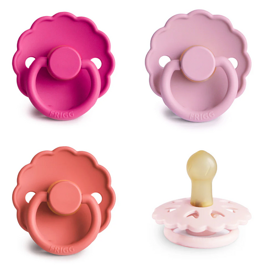 FRIGG Natural Rubber Pacifier 4 Pack - Rosy Romance