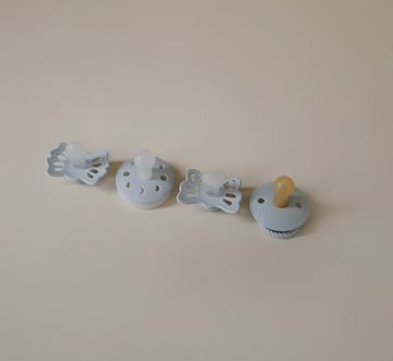 FRIGG Baby's First Pacifier 4 Pack - Moonlight Sailing (Powder Blue)